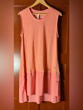 Melissa McCarthy Seven7 Coral Mixed Media Tunic Top Size 1X